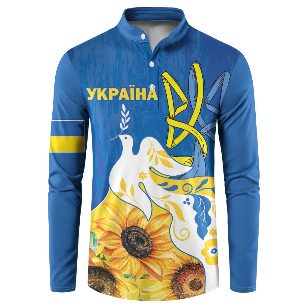 Stand For Ukraine Button Sweatshirt Dove Of Peace Sunflower