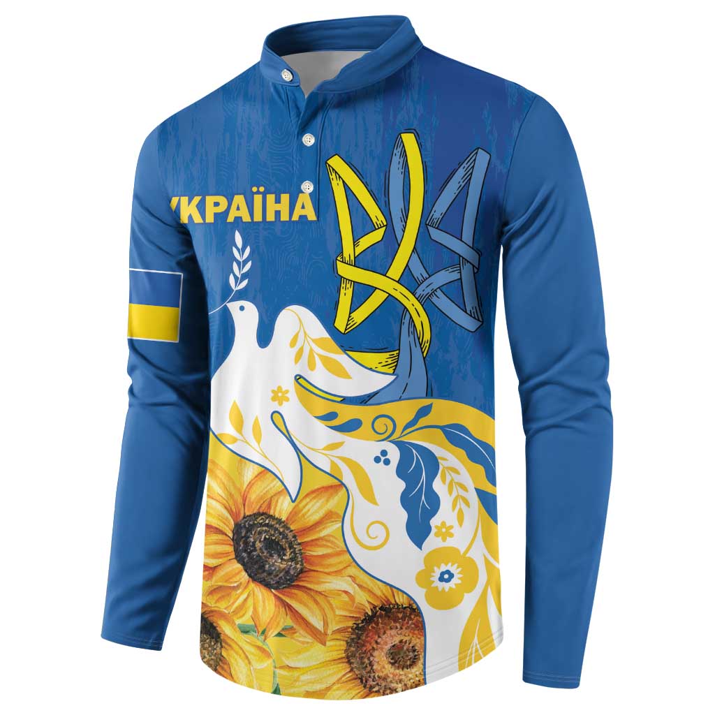 Stand For Ukraine Button Sweatshirt Dove Of Peace Sunflower