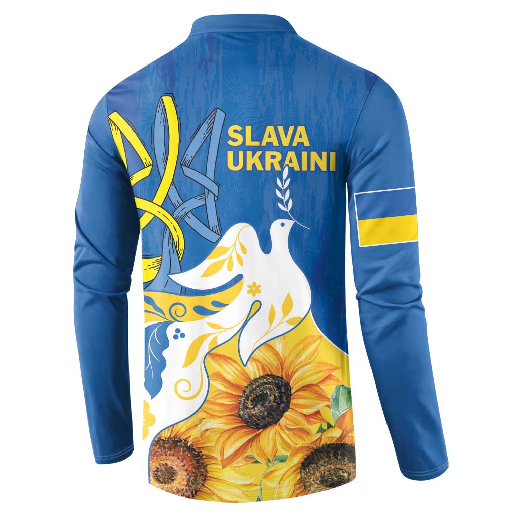 Stand For Ukraine Button Sweatshirt Dove Of Peace Sunflower