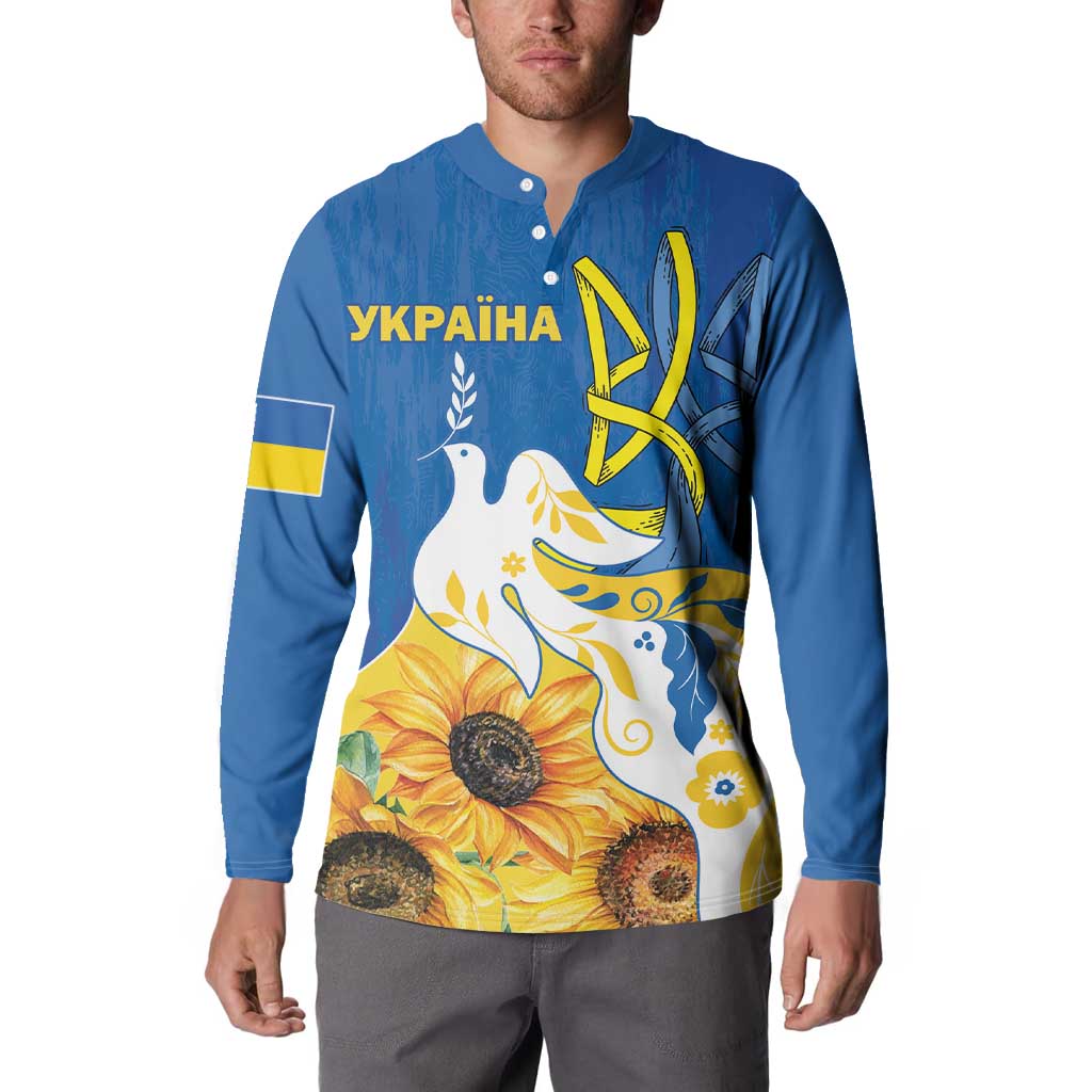 Stand For Ukraine Button Sweatshirt Dove Of Peace Sunflower