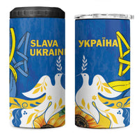 Stand For Ukraine 4 in 1 Can Cooler Tumbler Dove Of Peace Sunflower