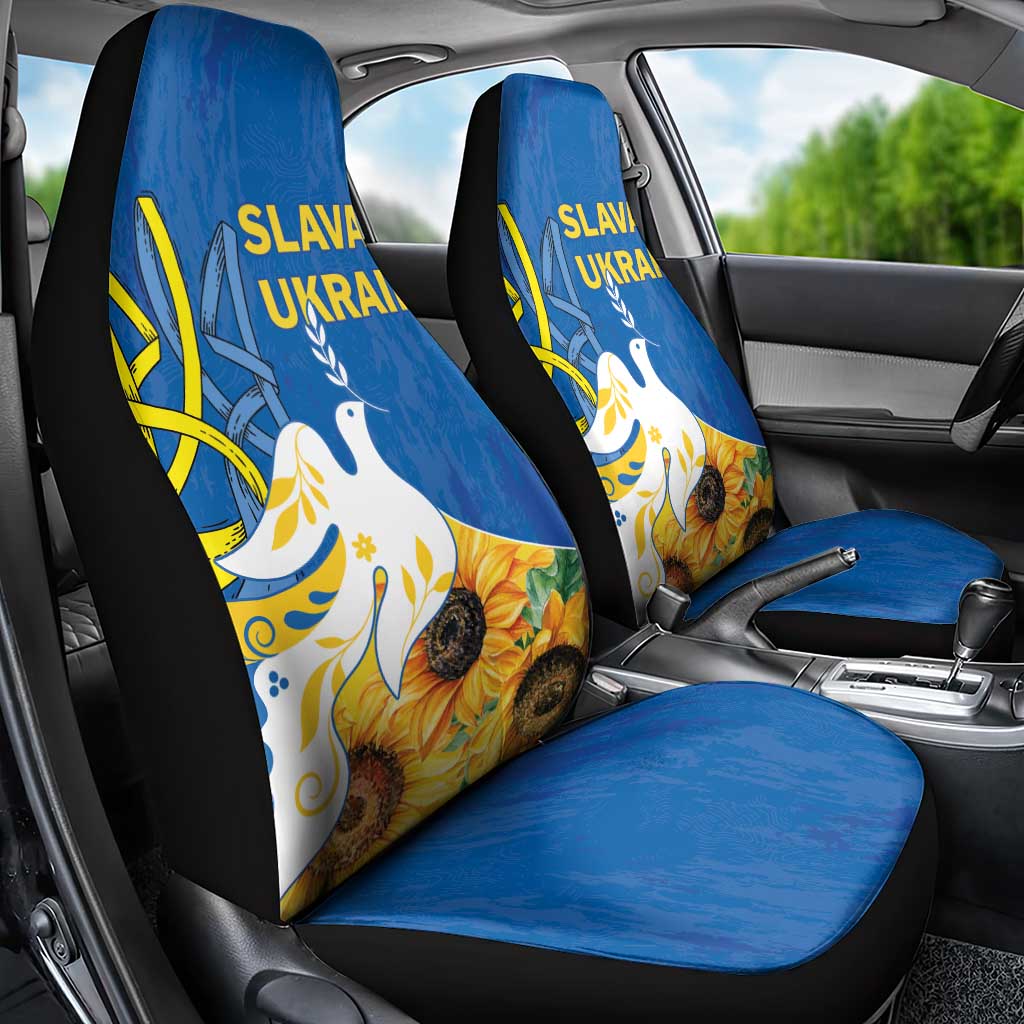 Stand For Ukraine Car Seat Cover Dove Of Peace Sunflower
