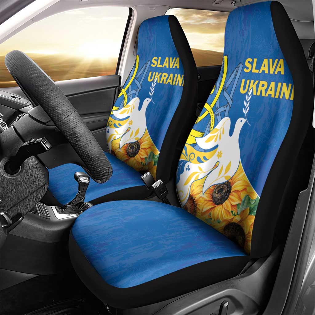 Stand For Ukraine Car Seat Cover Dove Of Peace Sunflower