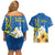 Stand For Ukraine Couples Matching Off Shoulder Short Dress and Hawaiian Shirt Dove Of Peace Sunflower