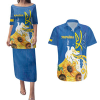 Stand For Ukraine Couples Matching Puletasi and Hawaiian Shirt Dove Of Peace Sunflower