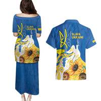 Stand For Ukraine Couples Matching Puletasi and Hawaiian Shirt Dove Of Peace Sunflower