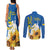 Stand For Ukraine Couples Matching Tank Maxi Dress and Long Sleeve Button Shirt Dove Of Peace Sunflower