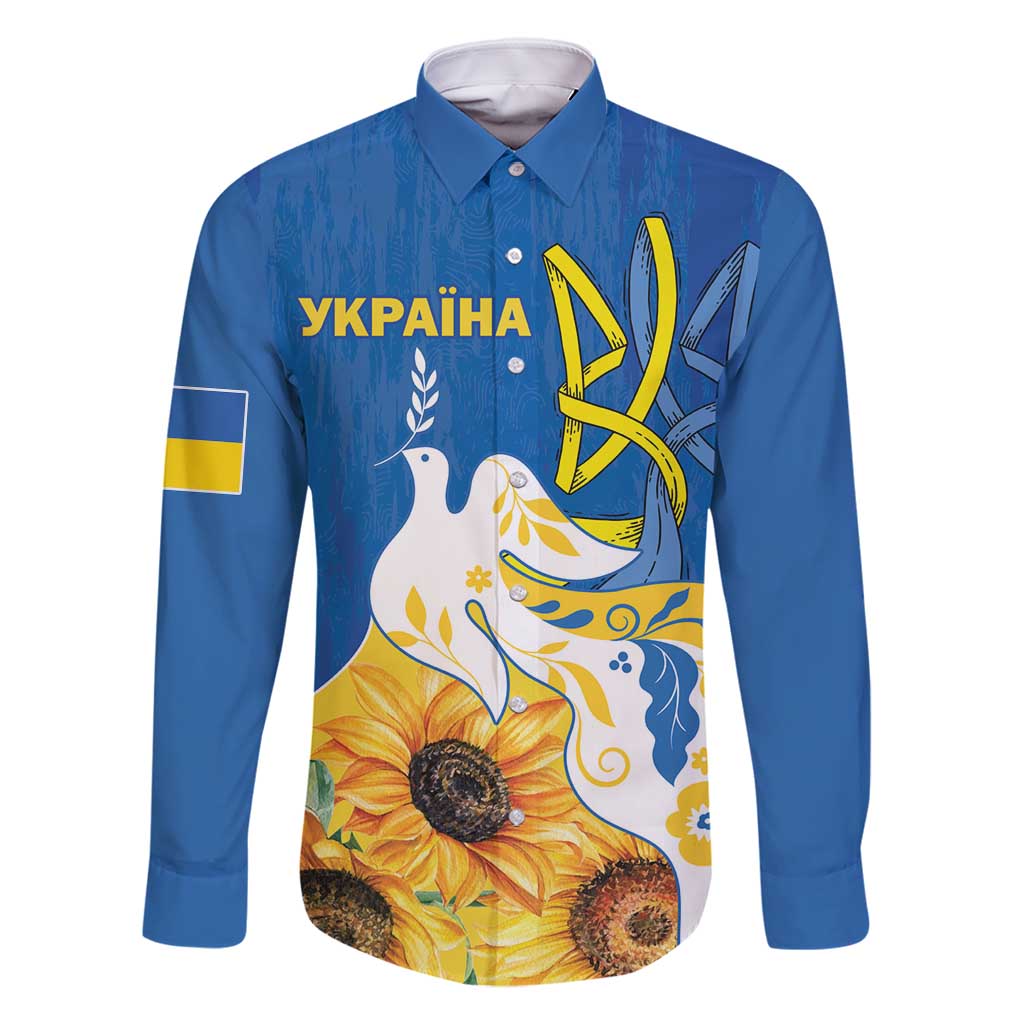 Stand For Ukraine Family Matching Long Sleeve Bodycon Dress and Hawaiian Shirt Dove Of Peace Sunflower