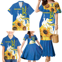 Stand For Ukraine Family Matching Mermaid Dress and Hawaiian Shirt Dove Of Peace Sunflower