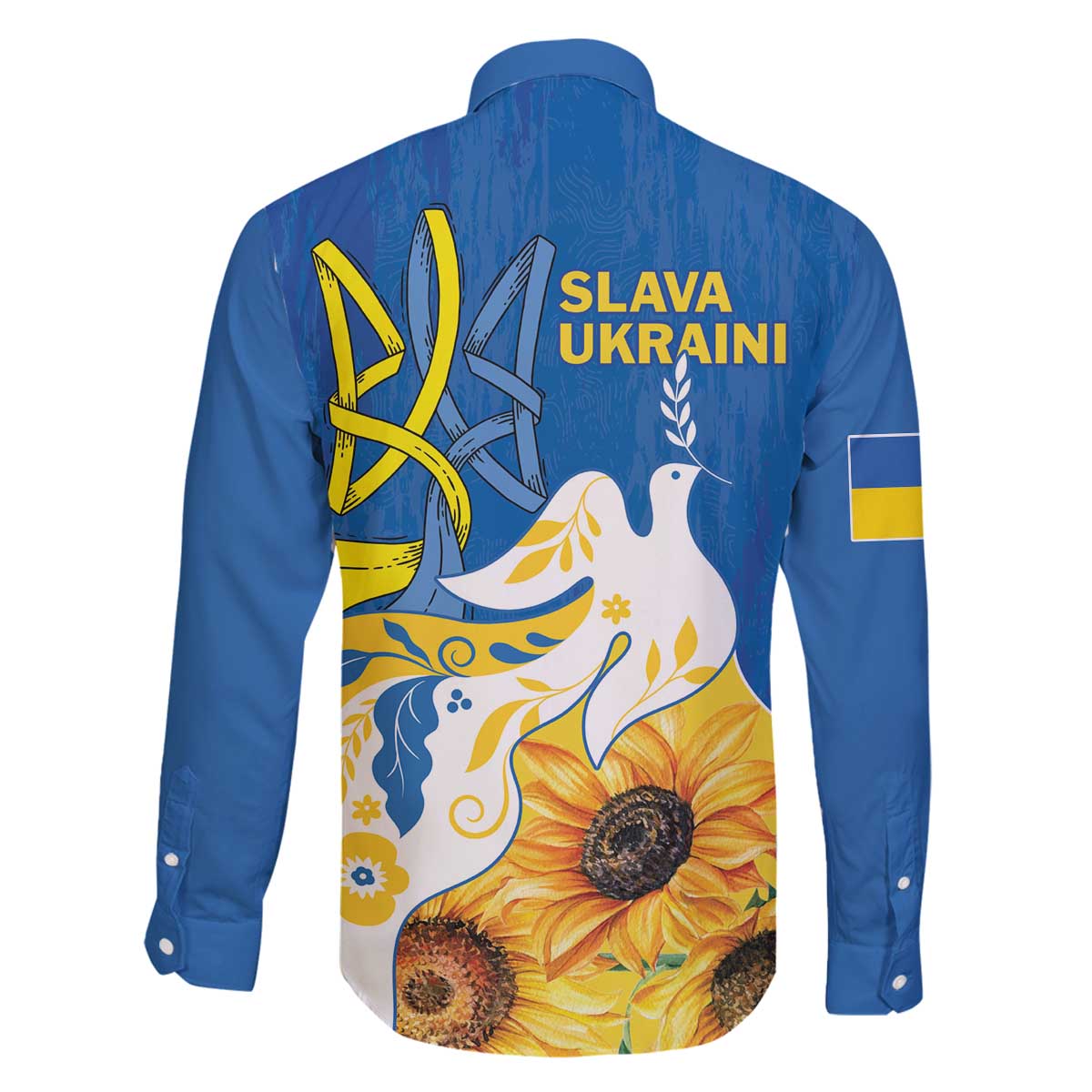 Stand For Ukraine Family Matching Off The Shoulder Long Sleeve Dress and Hawaiian Shirt Dove Of Peace Sunflower