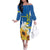 Stand For Ukraine Family Matching Off The Shoulder Long Sleeve Dress and Hawaiian Shirt Dove Of Peace Sunflower