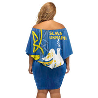 Stand For Ukraine Family Matching Off Shoulder Short Dress and Hawaiian Shirt Dove Of Peace Sunflower