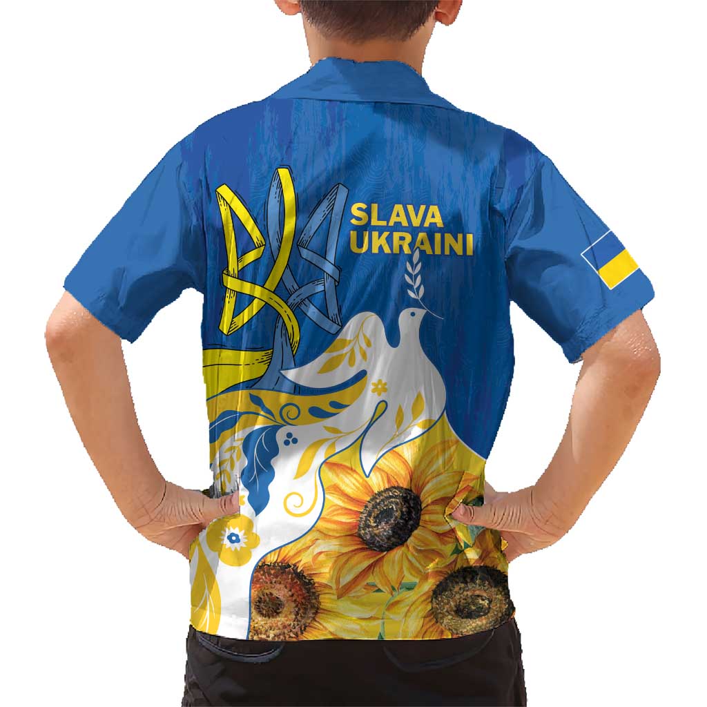 Stand For Ukraine Family Matching Short Sleeve Bodycon Dress and Hawaiian Shirt Dove Of Peace Sunflower