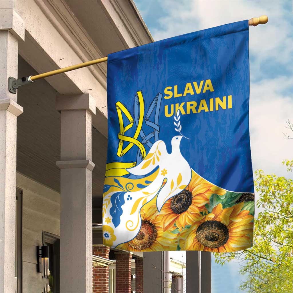 Stand For Ukraine Garden Flag Dove Of Peace Sunflower
