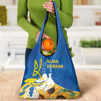 Stand For Ukraine Grocery Bag Dove Of Peace Sunflower