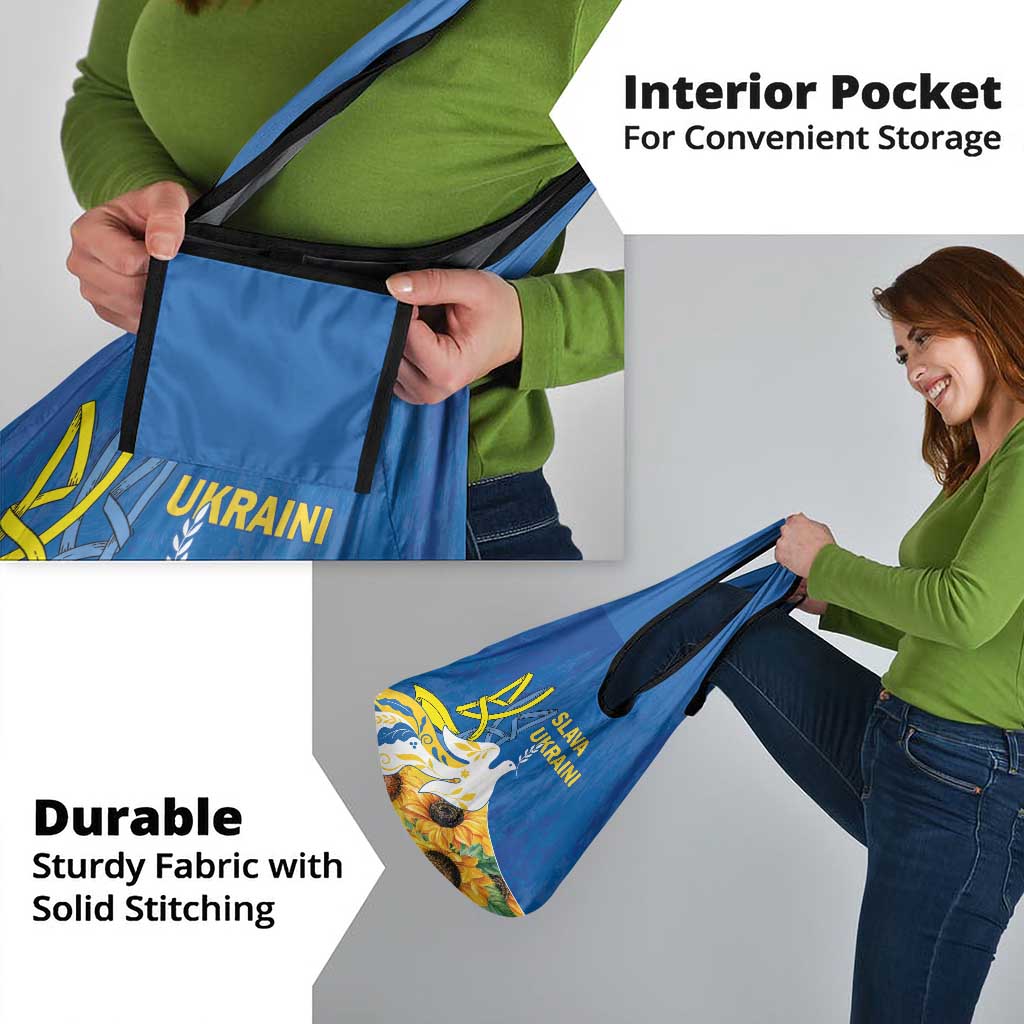 Stand For Ukraine Grocery Bag Dove Of Peace Sunflower