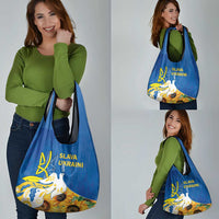 Stand For Ukraine Grocery Bag Dove Of Peace Sunflower