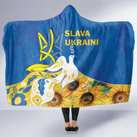 Stand For Ukraine Hooded Blanket Dove Of Peace Sunflower