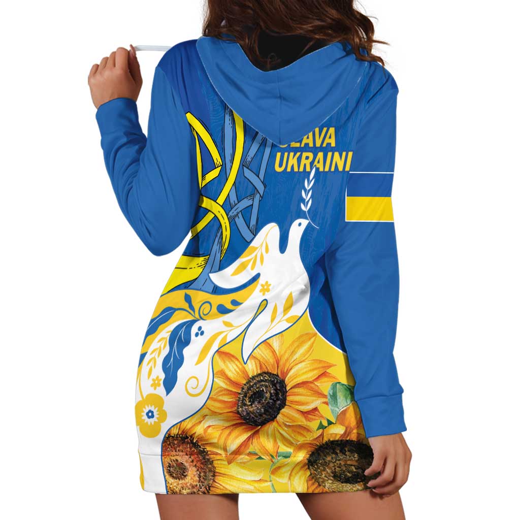 Stand For Ukraine Hoodie Dress Dove Of Peace Sunflower