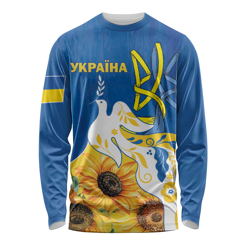 Stand For Ukraine Long Sleeve Shirt Dove Of Peace Sunflower