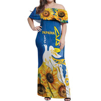 Stand For Ukraine Off Shoulder Maxi Dress Dove Of Peace Sunflower
