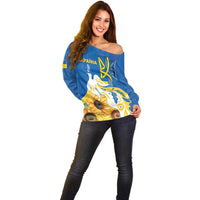 Stand For Ukraine Off Shoulder Sweater Dove Of Peace Sunflower