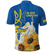 Stand For Ukraine Polo Shirt Dove Of Peace Sunflower
