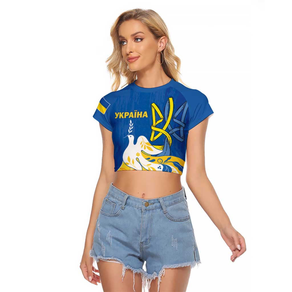 Stand For Ukraine Raglan Cropped T Shirt Dove Of Peace Sunflower