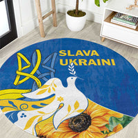 Stand For Ukraine Round Carpet Dove Of Peace Sunflower