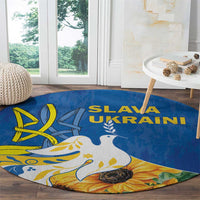 Stand For Ukraine Round Carpet Dove Of Peace Sunflower