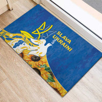 Stand For Ukraine Rubber Doormat Dove Of Peace Sunflower