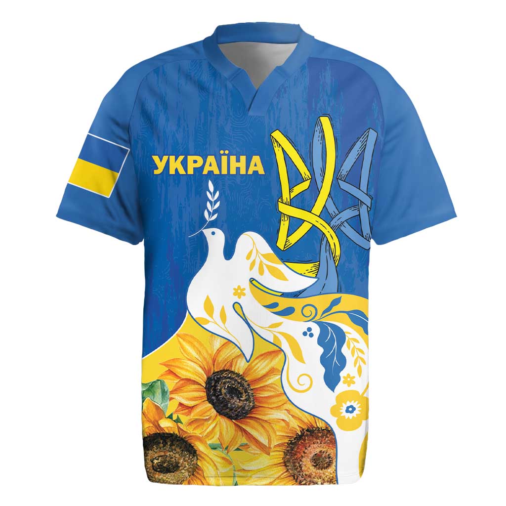 Stand For Ukraine Rugby Jersey Dove Of Peace Sunflower