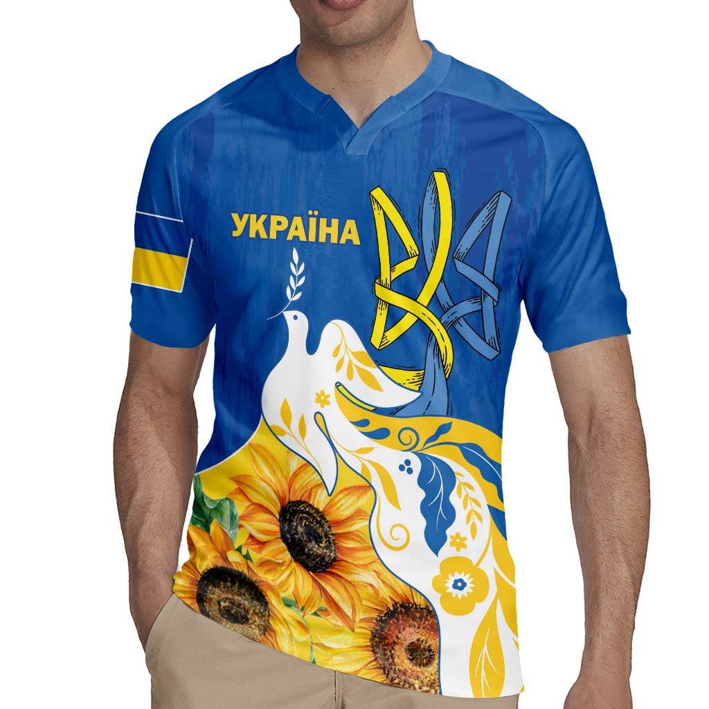 Stand For Ukraine Rugby Jersey Dove Of Peace Sunflower