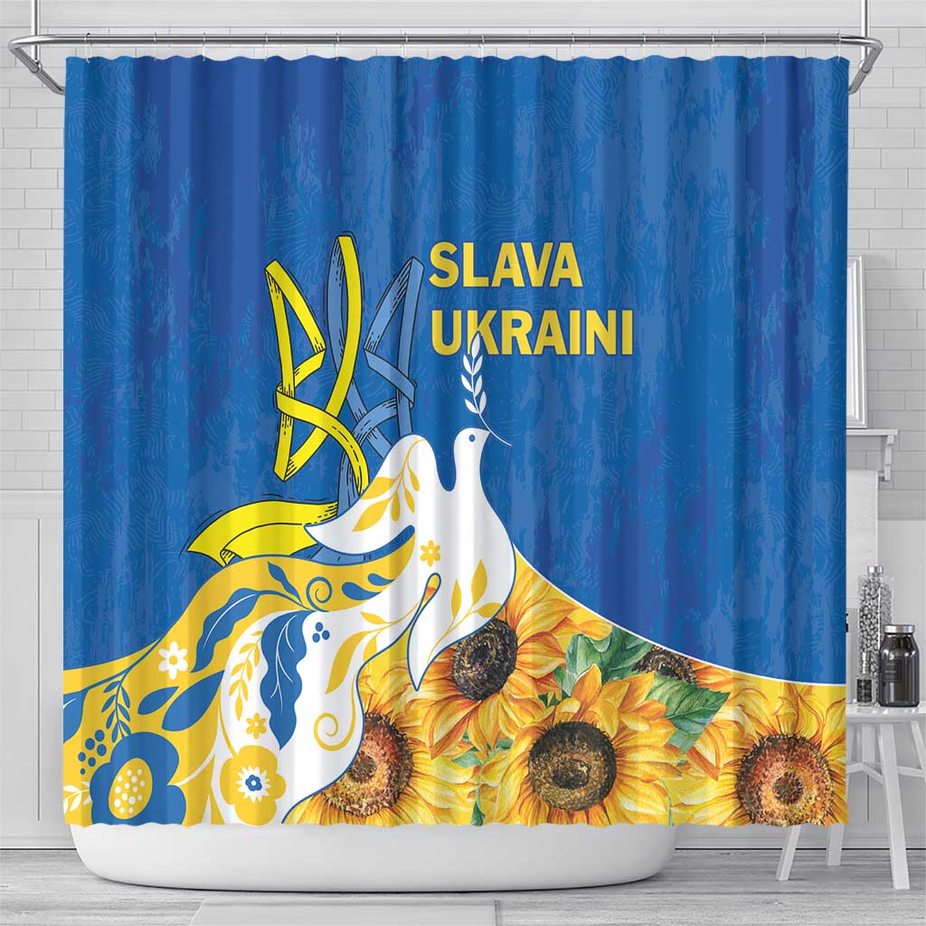 Stand For Ukraine Shower Curtain Dove Of Peace Sunflower