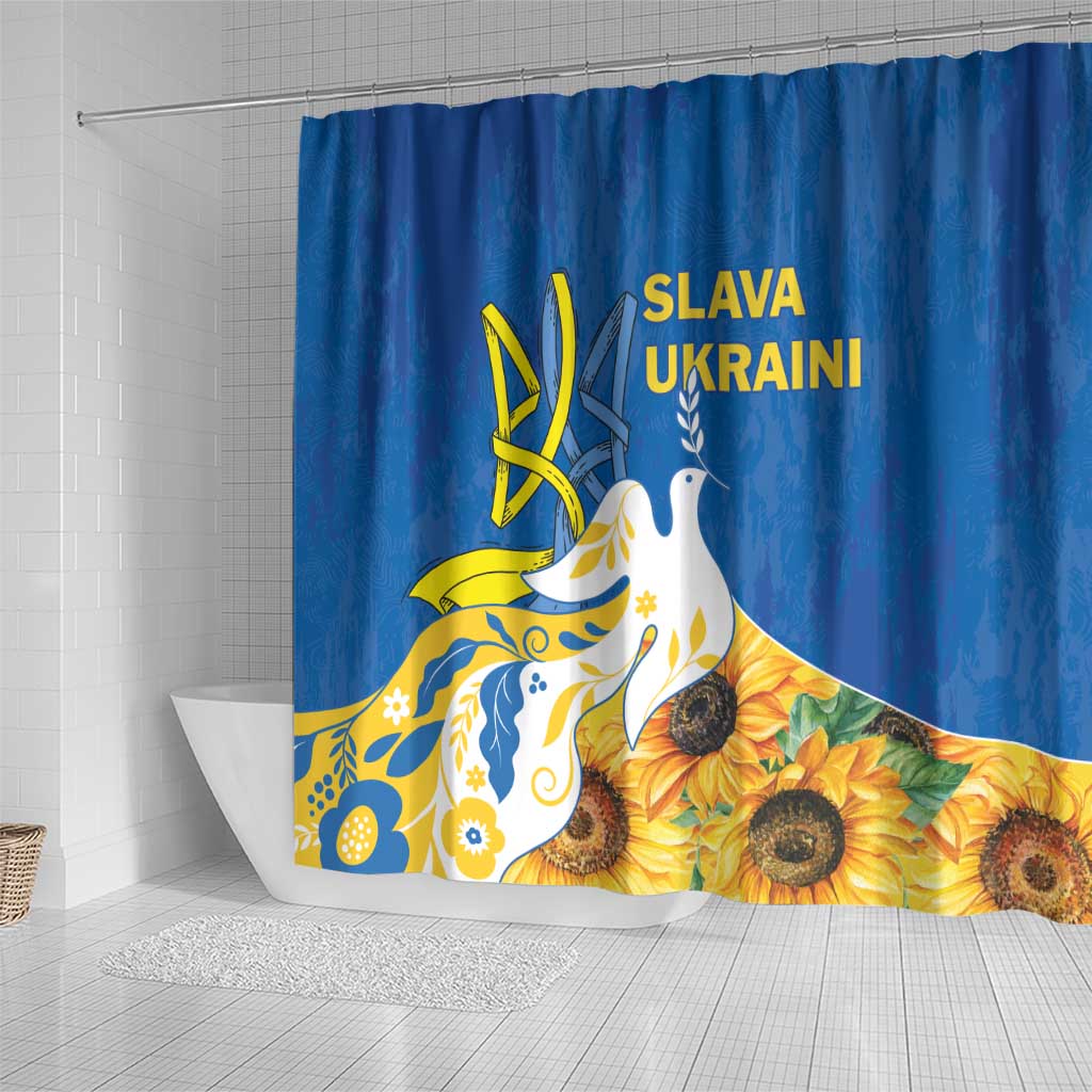 Stand For Ukraine Shower Curtain Dove Of Peace Sunflower