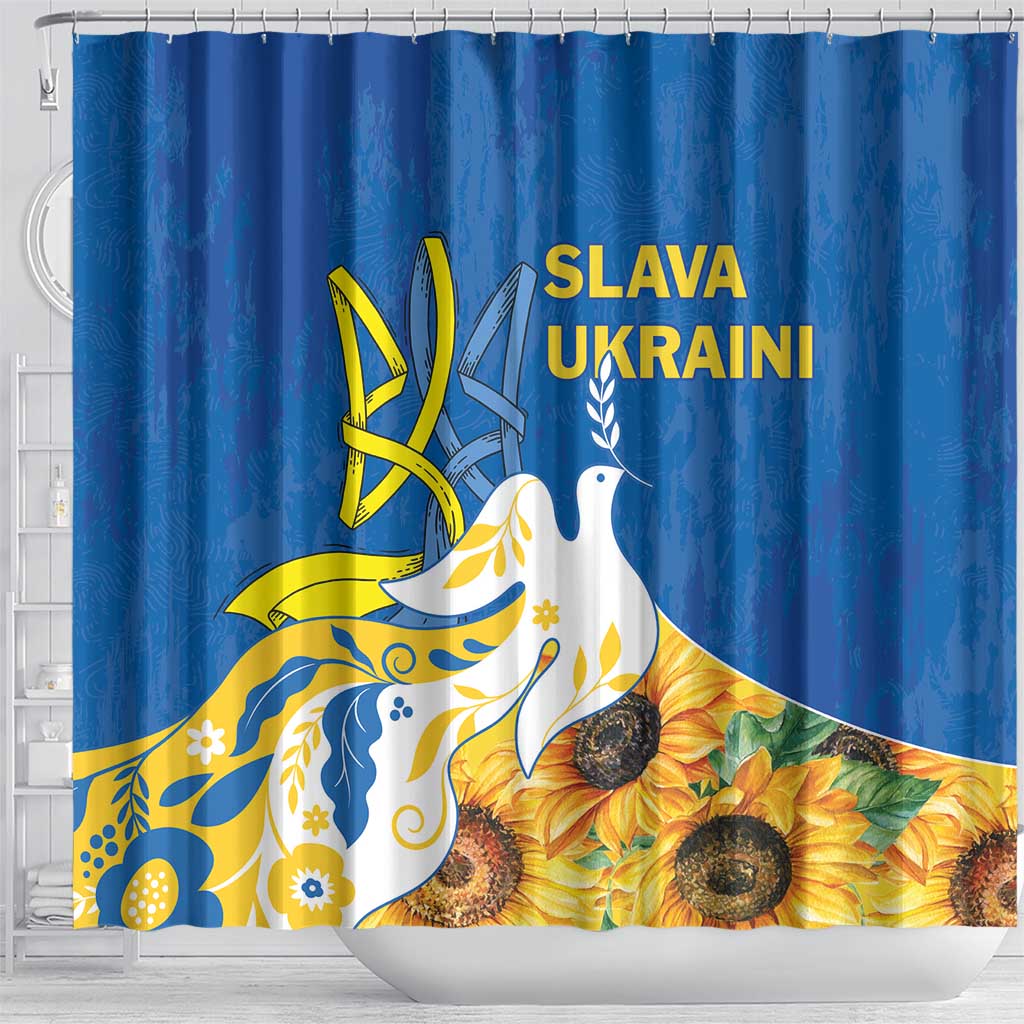 Stand For Ukraine Shower Curtain Dove Of Peace Sunflower