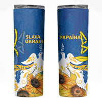 Stand For Ukraine Skinny Tumbler Dove Of Peace Sunflower