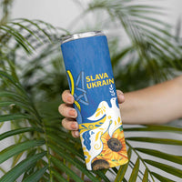 Stand For Ukraine Skinny Tumbler Dove Of Peace Sunflower