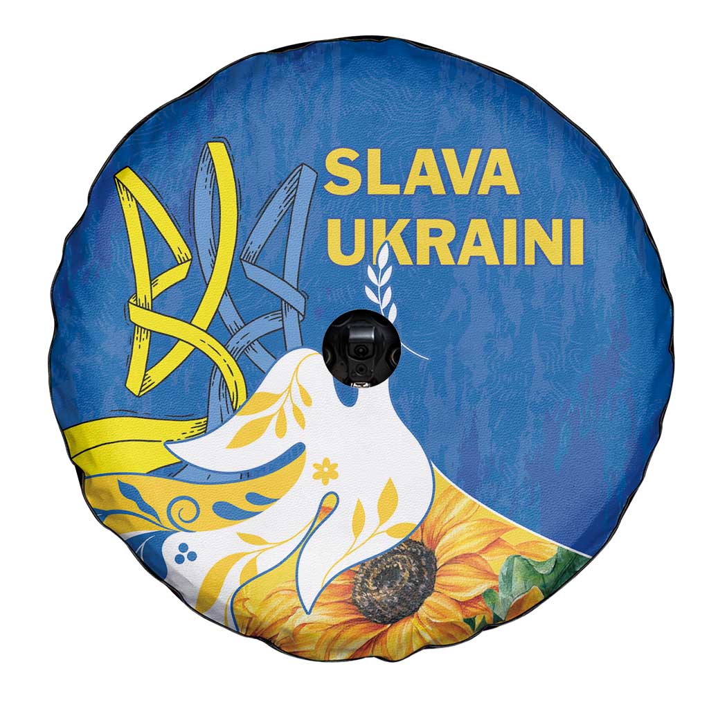 Stand For Ukraine Spare Tire Cover Dove Of Peace Sunflower