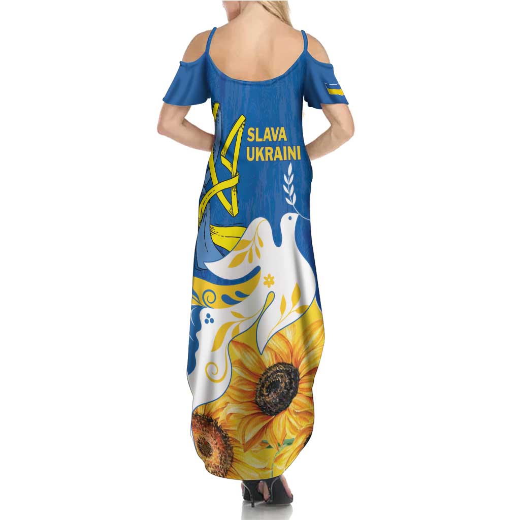 Stand For Ukraine Summer Maxi Dress Dove Of Peace Sunflower
