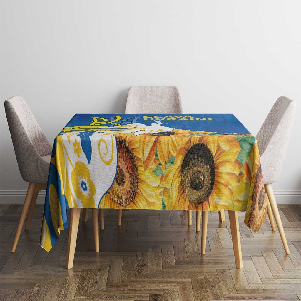 Stand For Ukraine Tablecloth Dove Of Peace Sunflower