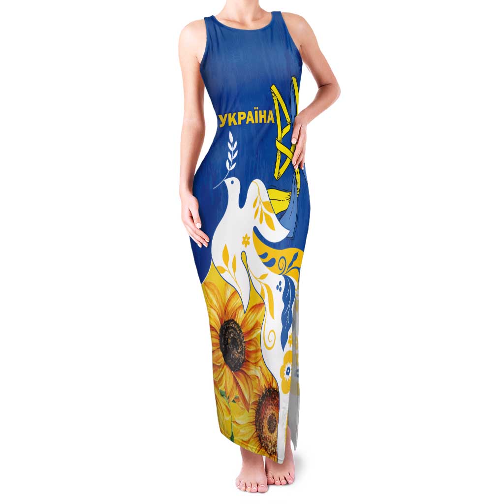 Stand For Ukraine Tank Maxi Dress Dove Of Peace Sunflower