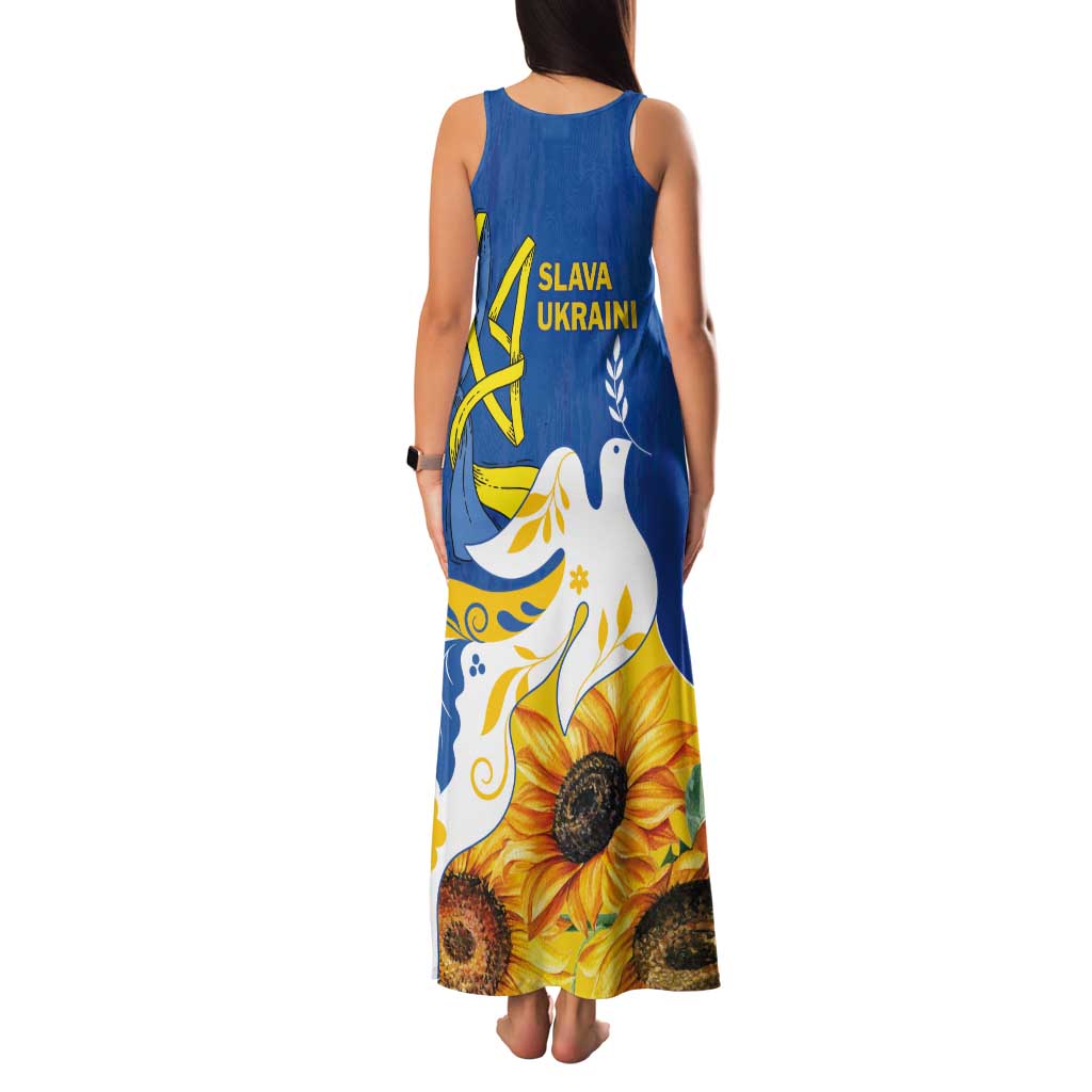 Stand For Ukraine Tank Maxi Dress Dove Of Peace Sunflower