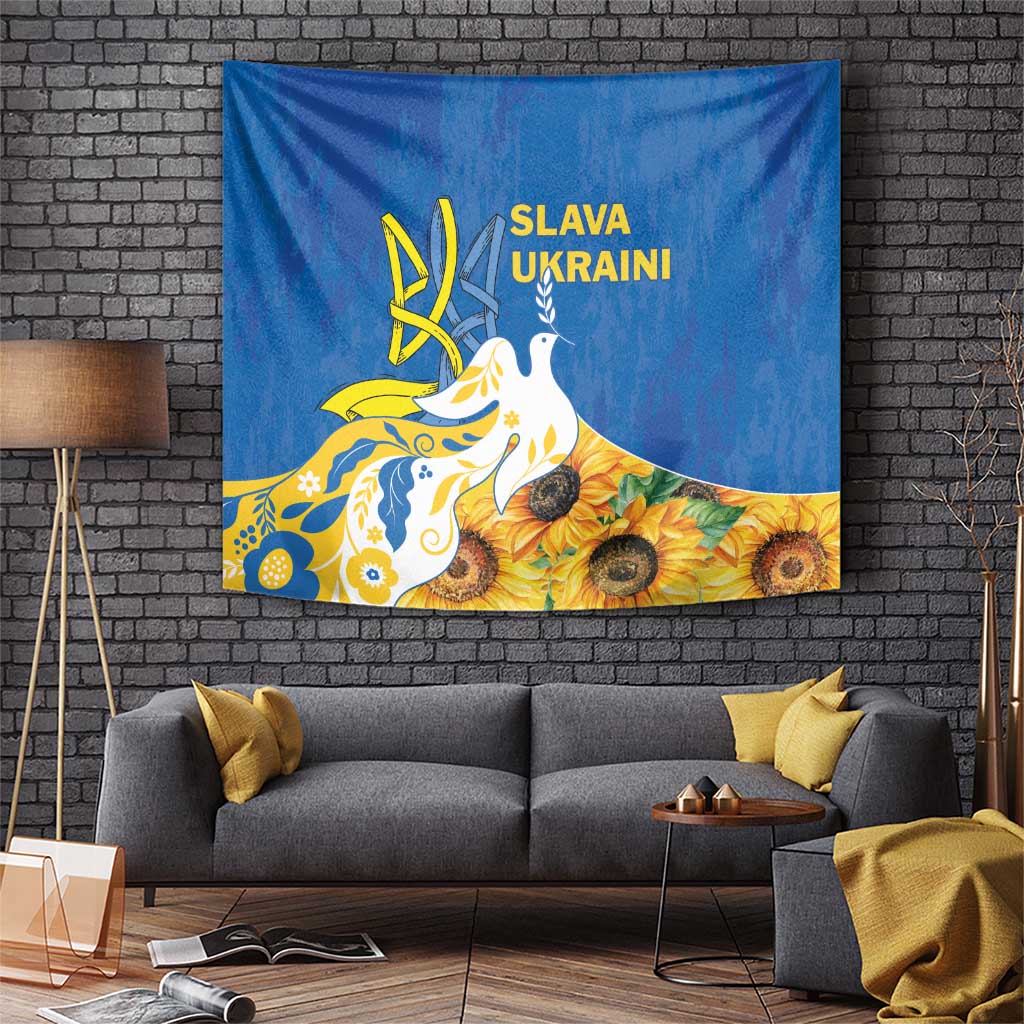 Stand For Ukraine Tapestry Dove Of Peace Sunflower