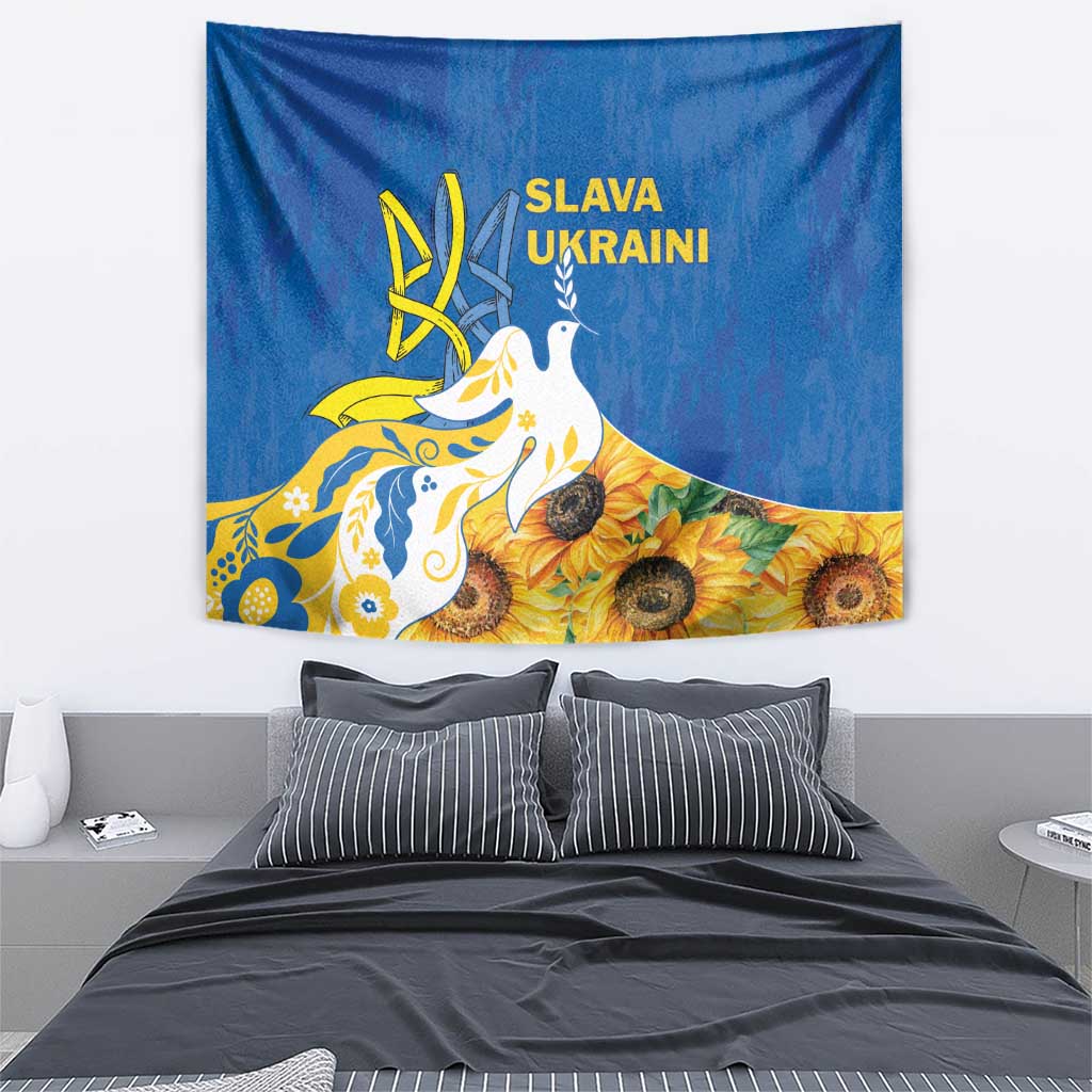 Stand For Ukraine Tapestry Dove Of Peace Sunflower