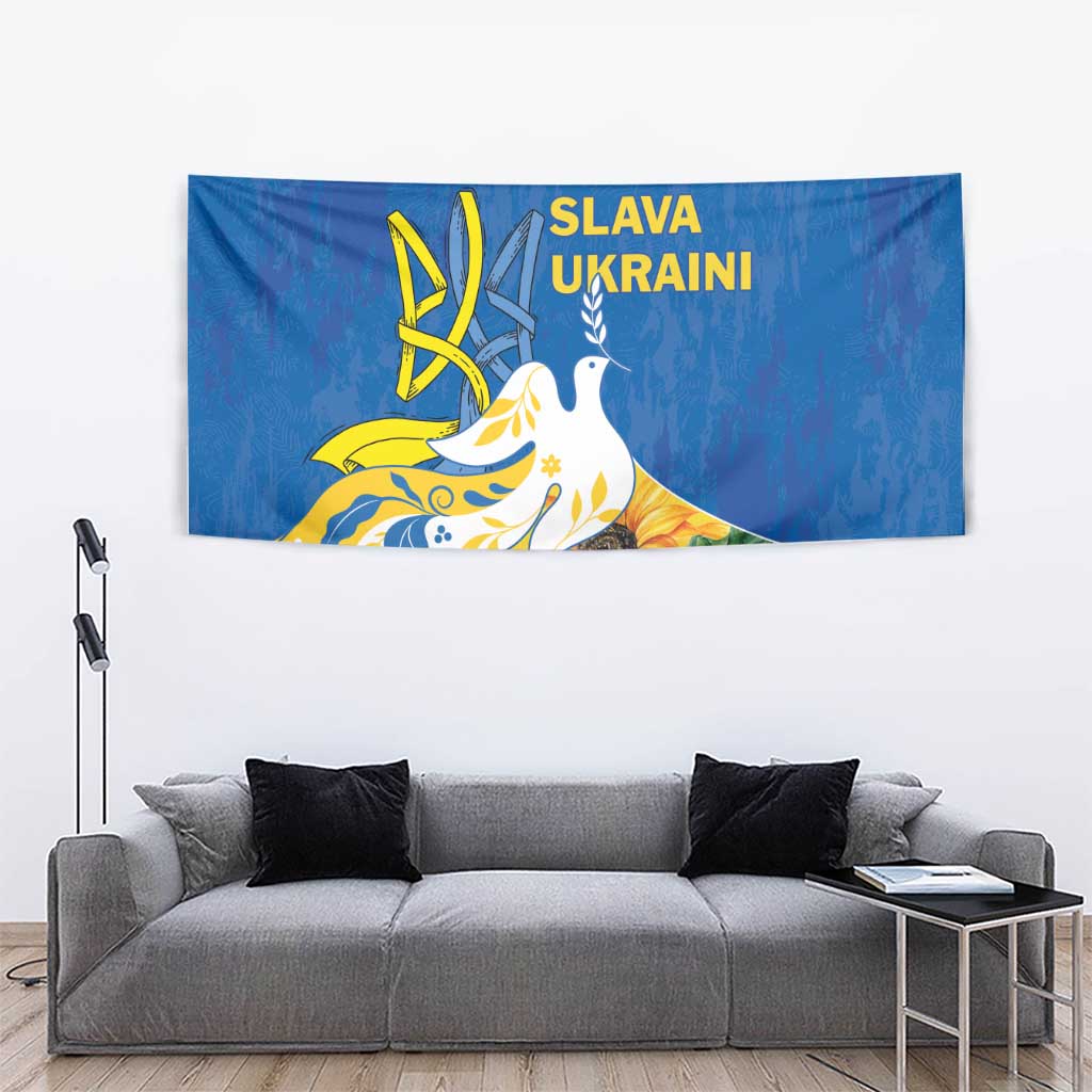 Stand For Ukraine Tapestry Dove Of Peace Sunflower