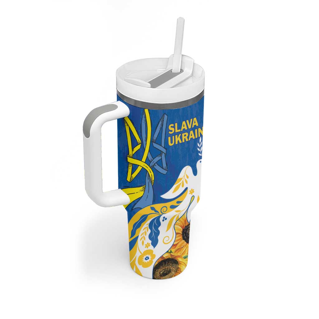 Stand For Ukraine Tumbler With Handle Dove Of Peace Sunflower