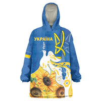 Stand For Ukraine Wearable Blanket Hoodie Dove Of Peace Sunflower