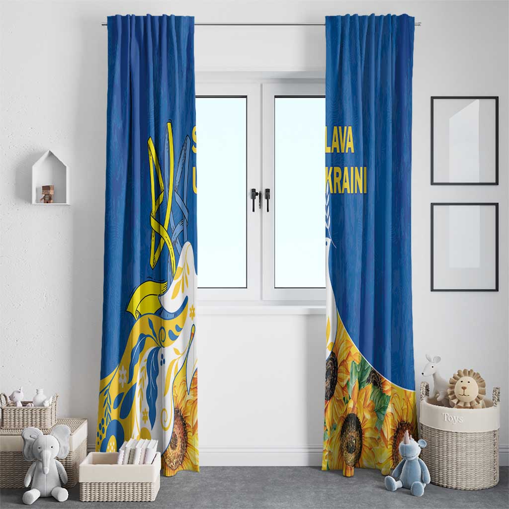 Stand For Ukraine Window Curtain Dove Of Peace Sunflower