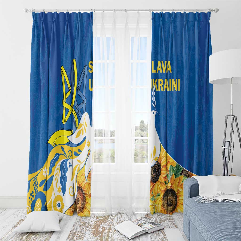Stand For Ukraine Window Curtain Dove Of Peace Sunflower